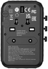 Verbatim univerzální cestovní adaptér UTA-05, 2xUSB-C, PD 65W / QC4+, 2xUSB-A