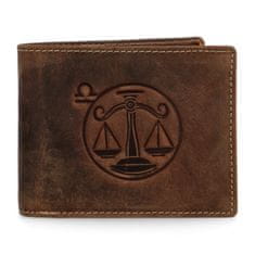 Delami Pánská kožená peněženka Zvěrokruh Váhy - Daimon, hnědá