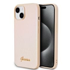 Guess  PU Leather Iridescent Metal Script Zadní Kryt pro iPhone 15 Gold