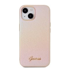 Guess  PU Leather Iridescent Metal Script Zadní Kryt pro iPhone 15 Gold