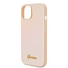 Guess  PU Leather Iridescent Metal Script Zadní Kryt pro iPhone 15 Gold