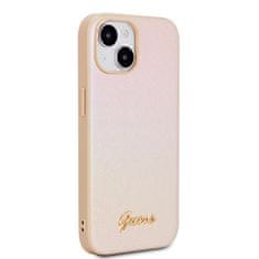 Guess  PU Leather Iridescent Metal Script Zadní Kryt pro iPhone 15 Gold