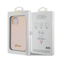 Guess  PU Leather Iridescent Metal Script Zadní Kryt pro iPhone 15 Gold