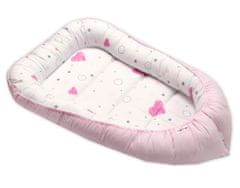 Baby Nellys Oboustranné hnízdečko bavlna, I love Girl, 55 x 75 cm, růžová/bílá