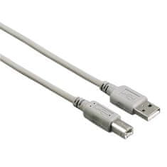 Hama USB kabel USB 2.0 typ A-B, 3 m - šedý