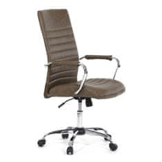 Autronic Kancelářská židle Kancelářská židle, hnědá ekokůže, houpací mech, kolečka pro tvrdé podlahy, chromový kříž (KA-V307 BR)