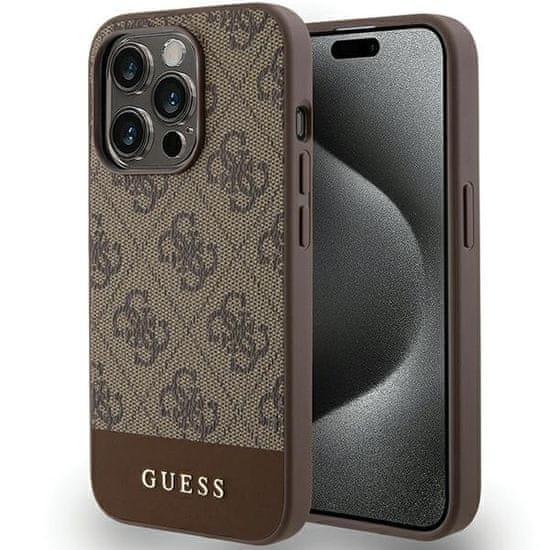 Guess Originální kryt GUESS hardcase 4G Stripe Collection GUHCP15LG4GLBR for Apple iPhone 15 Pro , barva hnědá