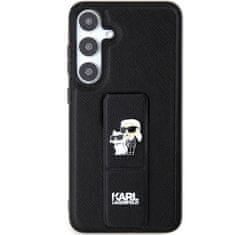 Karl Lagerfeld Originální pouzdro hardcase Gripstand Saffiano Karl&amp;Choupette Pins KLHCS24SGSAKCPK pro Samsung Galaxy S24 black