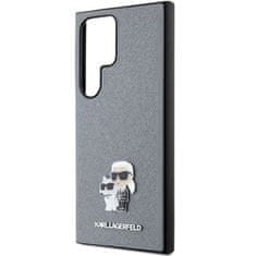 Karl Lagerfeld Originální kryt KARL LAGERFELD hardcase Saffiano Karl & Choupette Metal Pin KLHCS24LPSAKCMPG pro Samsung Galaxy S24 Ultra , barva šedá