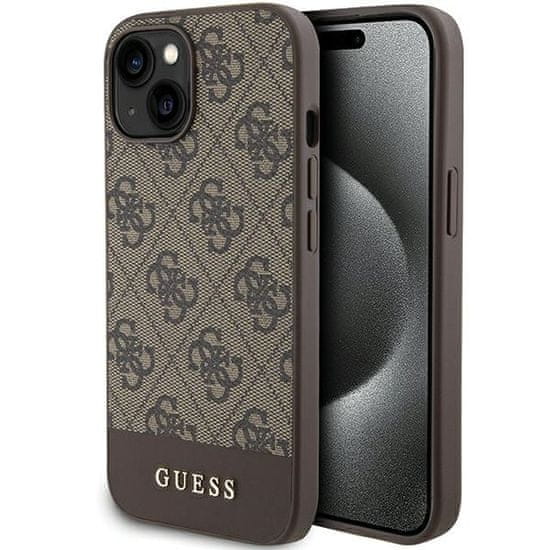 Guess Originální kryt GUESS hardcase 4G Stripe Collection GUHCP15SG4GLBR for Apple iPhone 14/15 , barva hnědá