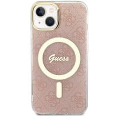 Guess Originální kryt GUESS hardcase IML 4G MagSafe GUHMP15SH4STP for Apple iPhone 14/15 , barva růžová