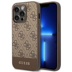 Guess GUHCP14LG4GLBR hard silikonové pouzdro iPhone 14 PRO 6.1" brown 4G Stripe Collection