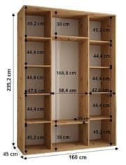 Veneti Šatní skříň ASIRI 3 - 160/45 cm, dub artisan / černá