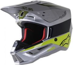 Alpinestars přilba S-M5 2022 Bond silver/fluo glossy černo-žluto-zeleno-stříbrná XS