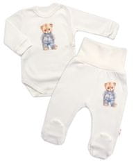 Baby Nellys Zavinovací body, polodupačky, čepička, 3D, Sweet Teddy Boy, krémové, vel. 62