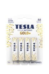 TESLA Alkalické baterie GOLD+ - 1,5V, LR6, typ AA, 4 ks