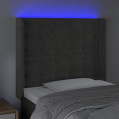 Vidaxl Čelo postele s LED tmavě šedé 93 x 16 x 118/128 cm samet