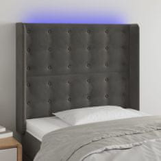 Vidaxl Čelo postele s LED tmavě šedé 93 x 16 x 118/128 cm samet