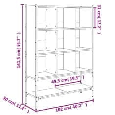 Greatstore Knihovna hnědý dub 102 x 30 x 141,5 cm kompozitní dřevo