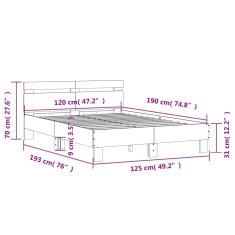 Greatstore Rám postele s čelem dub sonoma 120 x 190 cm kompozitní dřevo