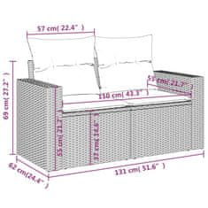 Vidaxl Zahradní pohovka s poduškami 2místná béžová polyratan