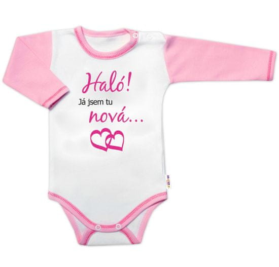 Baby Nellys Vtipné body pro miminko, dlouhý rukáv, Haló! Já jsem tu nová, vel. 80, holka