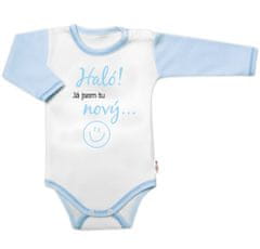 Baby Nellys Vtipné body pro miminko, dlouhý rukáv, Haló! Já jsem tu nový, vel. 74, kluk