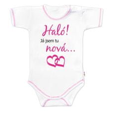 Baby Nellys Vtipné body pro miminko, krátký rukáv, Haló! Já jsem tu nová, vel. 80, holka