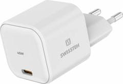 SWISSTEN Swissten Síťový Adaptér GaN 1x USB-C 45W PD Bilý