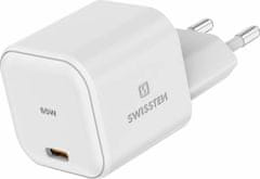 SWISSTEN Swissten Síťový Adaptér GaN 1x USB-C 65W PD Bilý