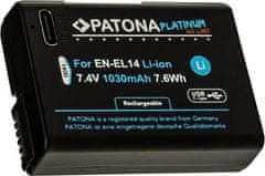 PATONA baterie pro foto Nikon EN-EL14/EN-EL14A 1030mAh Li-Ion Platinum USB-C nabíjení