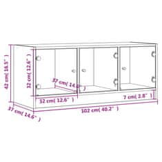 Vidaxl TV skříňka se skleněnými dvířky betonově šedá 102x37x42 cm