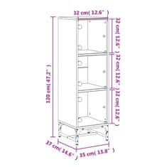 Vidaxl Highboard se skleněnými dvířky černý 35 x 37 x 120 cm