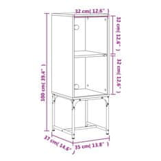 Vidaxl Odkládací skříňka se skleněnými dvířky šedá sonoma 35x37x100 cm