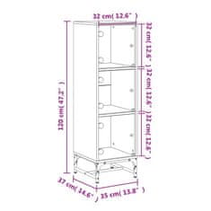 Vidaxl Highboard se skleněnými dvířky šedý sonoma 35 x 37 x 120 cm