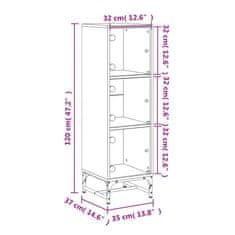 Vidaxl Highboard se skleněnými dvířky kouřový dub 35 x 37 x 120 cm