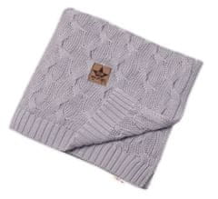 Baby Nellys Bambusová dětská pletená deka, vzor pletený cop, 80 x100 cm, šedá