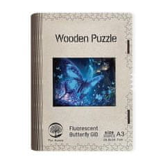 Dřevěné puzzle Fluorescent Butterfly A3 svítící ve tmě