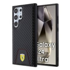 Ferrari  PU Leather Bottom Carbon Zadní Kryt pro Samsung Galaxy S24 Ultra Black