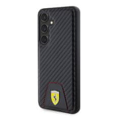 Ferrari  PU Leather Bottom Carbon Zadní Kryt pro Samsung Galaxy S24 Black