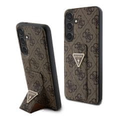 Guess  PU Grip Stand 4G Strass Triangle Metal Logo Zadní Kryt pro Samsung Galaxy S24+ Brown