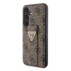 Guess  PU Grip Stand 4G Strass Triangle Metal Logo Zadní Kryt pro Samsung Galaxy S24 Brown