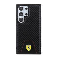 Ferrari  PU Leather Bottom Carbon Zadní Kryt pro Samsung Galaxy S24 Ultra Black