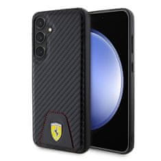 Ferrari  PU Leather Bottom Carbon Zadní Kryt pro Samsung Galaxy S24+ Black