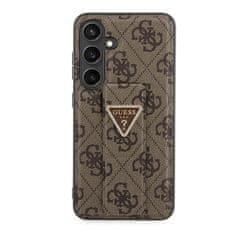 Guess hard silikonový kryt Samsung Galaxy S24 5G brown PU Grip Stand 4G Strass Triangle Metal Logo