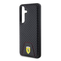 Ferrari  PU Leather Bottom Carbon Zadní Kryt pro Samsung Galaxy S24 Black