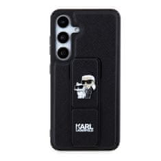 Karl Lagerfeld  Saffiano Grip Stand Metal Logo Zadní Kryt pro Samsung Galaxy S24 Black