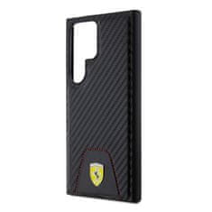 Ferrari  PU Leather Bottom Carbon Zadní Kryt pro Samsung Galaxy S24 Ultra Black