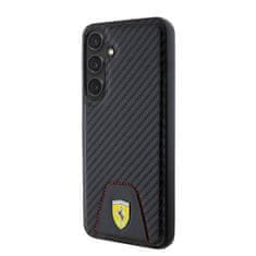 Ferrari  PU Leather Bottom Carbon Zadní Kryt pro Samsung Galaxy S24+ Black