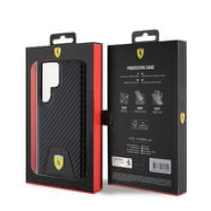 Ferrari  PU Leather Bottom Carbon Zadní Kryt pro Samsung Galaxy S24 Ultra Black